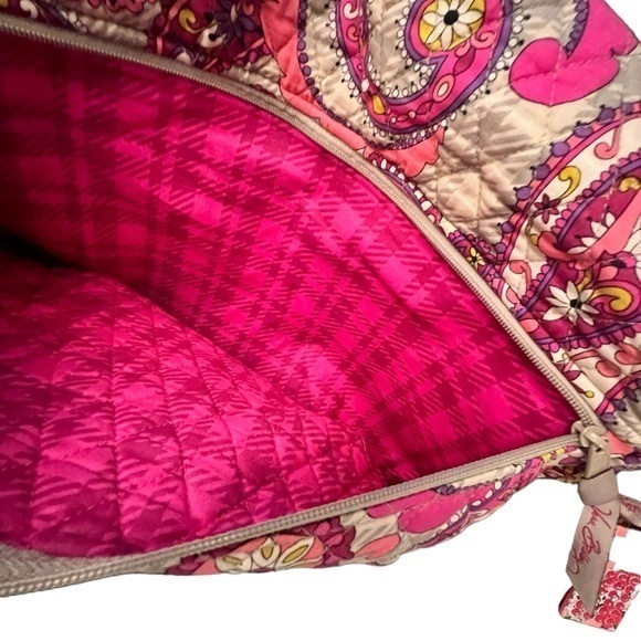 Vera Bradley Messenger Cross‎ Body Bag Pink Paisley Meets Plaid Retired Laptop - Picture 11 of 15
